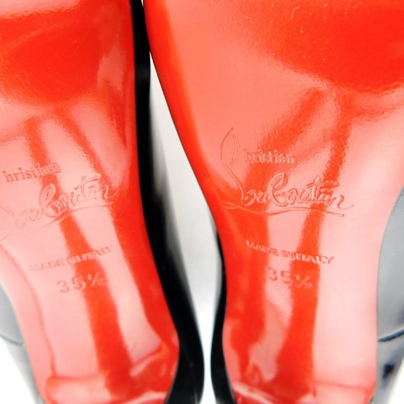 CHRISTIAN LOUBOUTIN Black Patent Leather Classic Stiletto Heel Pumps 35.5 - Picture 8 of 10